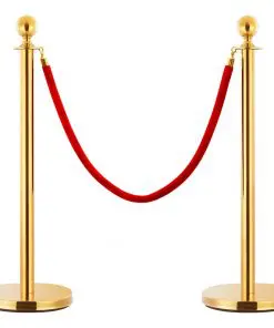 vidaXL 3 Piece VIP Queue Barrier Set Stainless Steel Gold