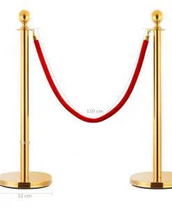 vidaXL 3 Piece VIP Queue Barrier Set Stainless Steel Gold