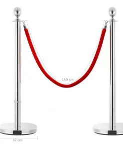vidaXL 3 Piece VIP Queue Barrier Set Stainless Steel Silver