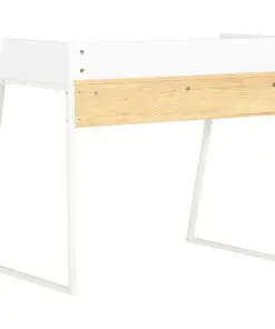vidaXL Desk White and Oak 90x60x88 cm