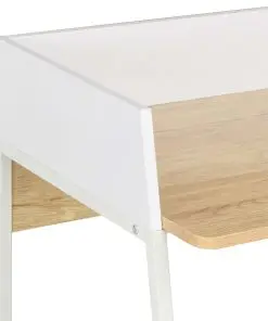 vidaXL Desk White and Oak 90x60x88 cm