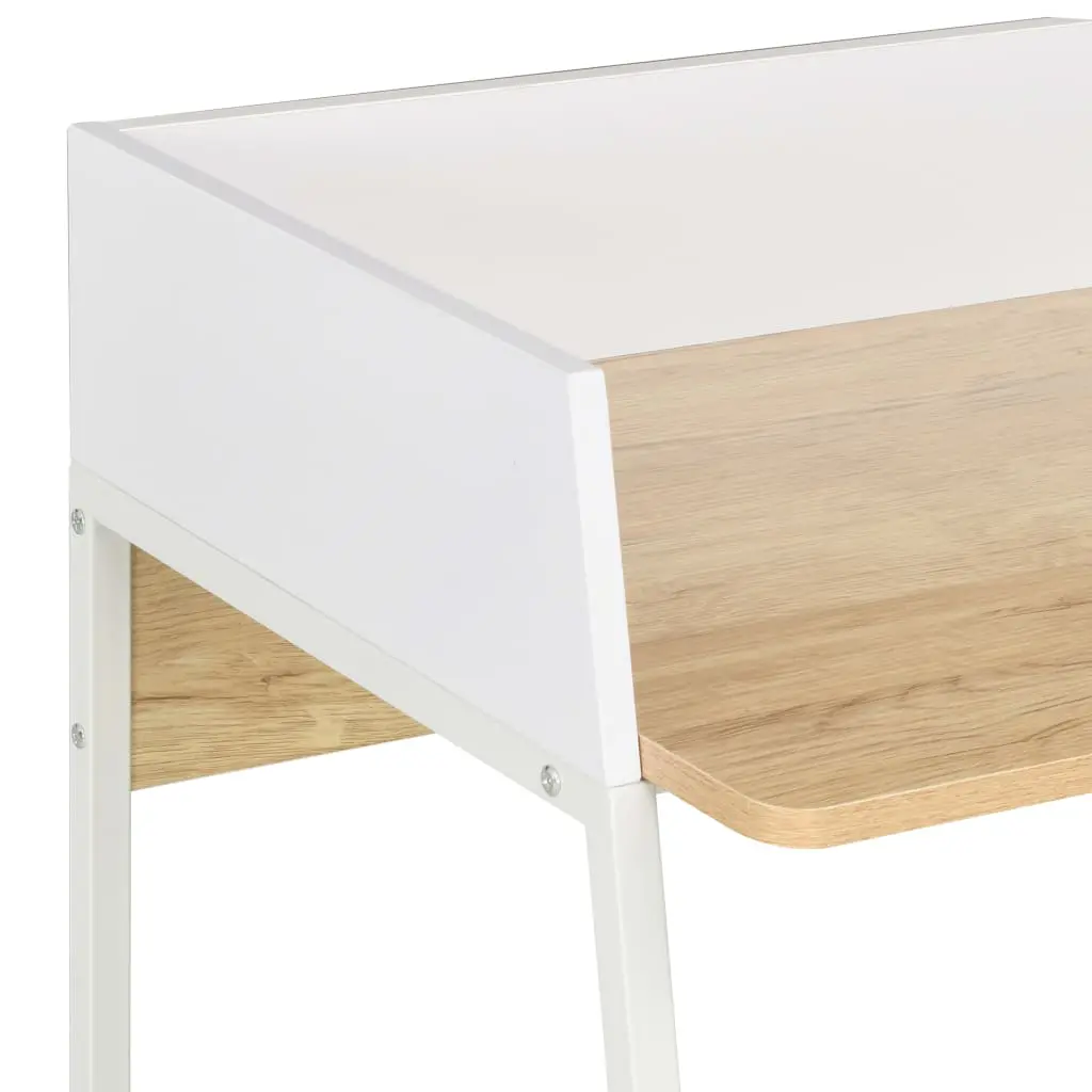 vidaXL Desk White and Oak 90x60x88 cm