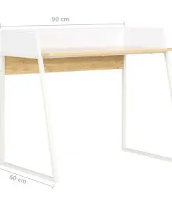 vidaXL Desk White and Oak 90x60x88 cm