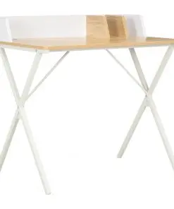 vidaXL Desk White and Natural 80x50x84 cm