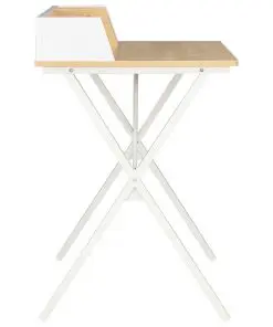 vidaXL Desk White and Natural 80x50x84 cm