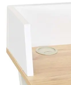 vidaXL Desk White and Natural 80x50x84 cm