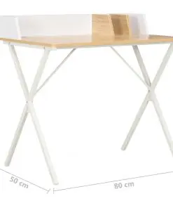 vidaXL Desk White and Natural 80x50x84 cm