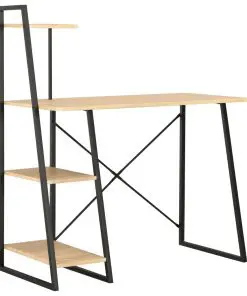 vidaXL Desk with Shelving Unit Black and Oak 102x50x117 cm