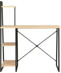 vidaXL Desk with Shelving Unit Black and Oak 102x50x117 cm
