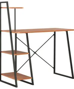 vidaXL Desk with Shelving Unit Black and Brown 102x50x117 cm