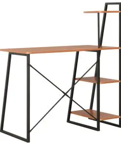 vidaXL Desk with Shelving Unit Black and Brown 102x50x117 cm
