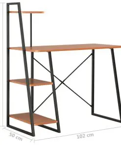 vidaXL Desk with Shelving Unit Black and Brown 102x50x117 cm