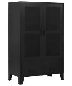 vidaXL Office Cabinet with Mesh Doors Industrial Black 75x40x120 cm Steel