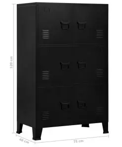 vidaXL Filing Cabinet with 6 Doors Industrial Black 75x40x120 cm Steel