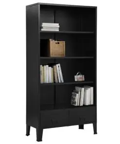 vidaXL Bookshelf Industrial Black 90x40x180 cm Steel