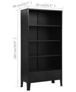 vidaXL Bookshelf Industrial Black 90x40x180 cm Steel