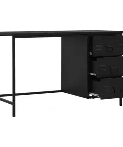 vidaXL Desk with Drawers Industrial Black 120x55x75 cm Steel