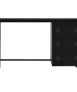 vidaXL Desk with Drawers Industrial Black 120x55x75 cm Steel