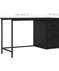 vidaXL Desk with Drawers Industrial Black 120x55x75 cm Steel