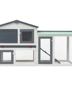vidaXL Outdoor Large Rabbit Hutch Grey and White 145x45x85 cm Wood