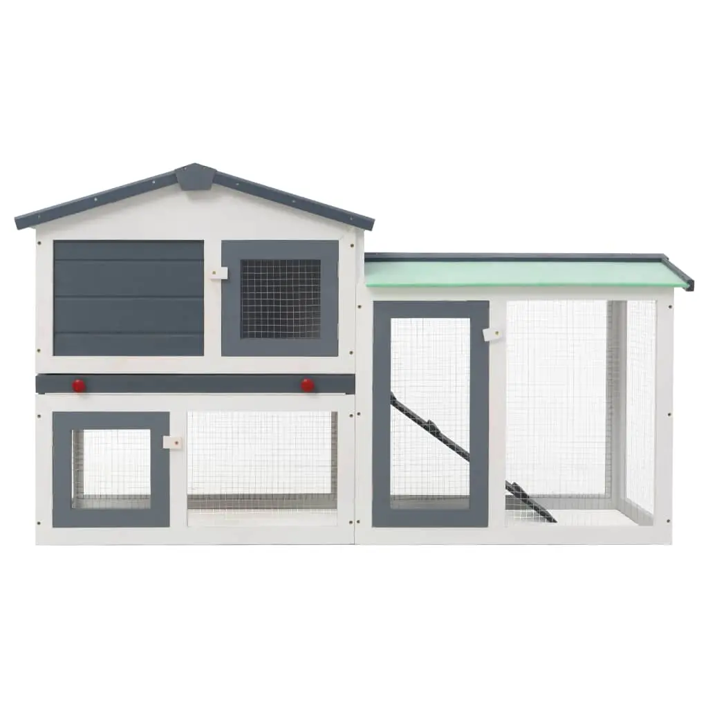vidaXL Outdoor Large Rabbit Hutch Grey and White 145x45x85 cm Wood