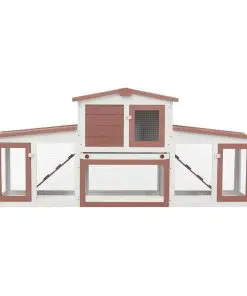 vidaXL Outdoor Large Rabbit Hutch Brown and White 204x45x85 cm Wood