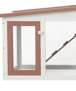 vidaXL Outdoor Large Rabbit Hutch Brown and White 204x45x85 cm Wood