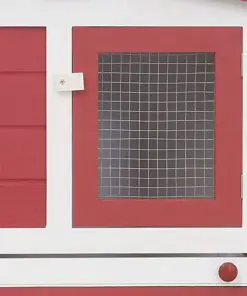 vidaXL Outdoor Large Rabbit Hutch Red and White 204x45x85 cm Wood