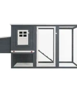 vidaXL Outdoor Chicken Cage Hen House with 1 Egg Cage Grey Wood
