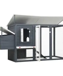 vidaXL Outdoor Chicken Cage Hen House with 1 Egg Cage Grey Wood