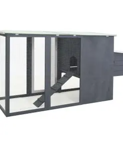 vidaXL Outdoor Chicken Cage Hen House with 1 Egg Cage Grey Wood