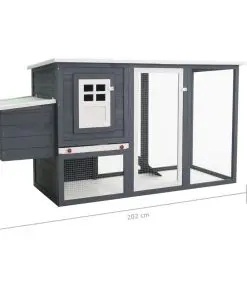 vidaXL Outdoor Chicken Cage Hen House with 1 Egg Cage Grey Wood