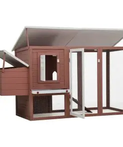 vidaXL Outdoor Chicken Cage Hen House with 1 Egg Cage Brown Wood