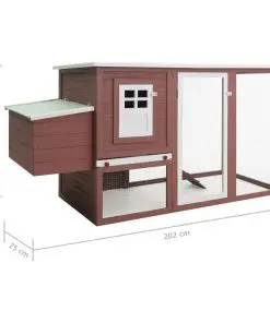 vidaXL Outdoor Chicken Cage Hen House with 1 Egg Cage Brown Wood