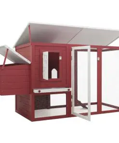 vidaXL Outdoor Chicken Cage Hen House with 1 Egg Cage Red Wood