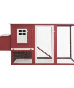 vidaXL Outdoor Chicken Cage Hen House with 1 Egg Cage Red Wood