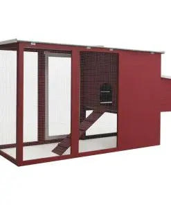 vidaXL Outdoor Chicken Cage Hen House with 1 Egg Cage Red Wood