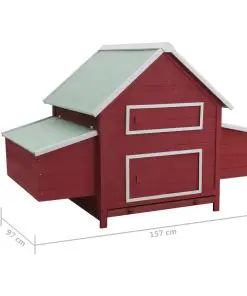 vidaXL Chicken Coop Red 157x97x110 cm Wood