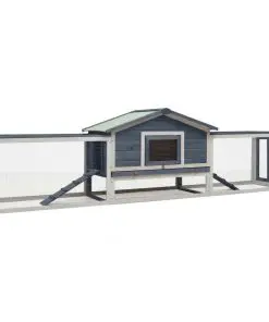 vidaXL Rabbit Hutch Grey 303x60x86 cm Solid Pine & Fir Wood