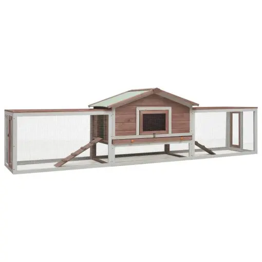 vidaXL Rabbit Hutch Mocha 303x60x86 cm Solid Pine & Fir Wood