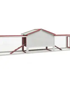 vidaXL Rabbit Hutch Red 303x60x86 cm Solid Pine & Fir Wood