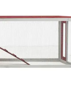 vidaXL Rabbit Hutch Red 303x60x86 cm Solid Pine & Fir Wood