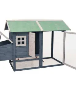 vidaXL Chicken Cage Grey 170x81x110 cm Solid Pine & Fir Wood