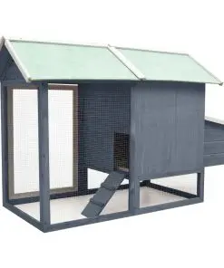 vidaXL Chicken Cage Grey 170x81x110 cm Solid Pine & Fir Wood