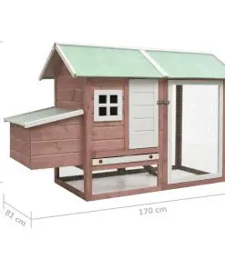 vidaXL Chicken Cage Mocha 170x81x110 cm Solid Pine & Fir Wood