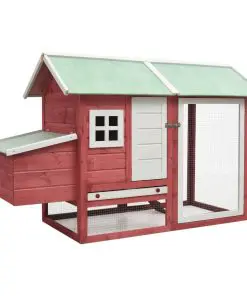 vidaXL Chicken Cage Red 170x81x110 cm Solid Pine & Fir Wood