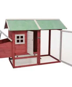 vidaXL Chicken Cage Red 170x81x110 cm Solid Pine & Fir Wood