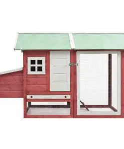 vidaXL Chicken Cage Red 170x81x110 cm Solid Pine & Fir Wood