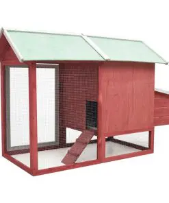 vidaXL Chicken Cage Red 170x81x110 cm Solid Pine & Fir Wood