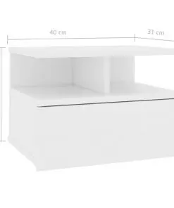 vidaXL Floating Nightstand White 40x31x27 cm Chipboard